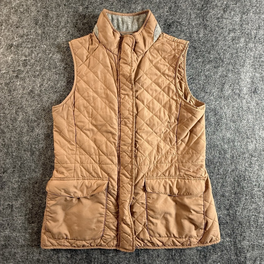 Peter Millar Addison Quilted Vest Women's Small Camel Diamond Zip LF21Z13